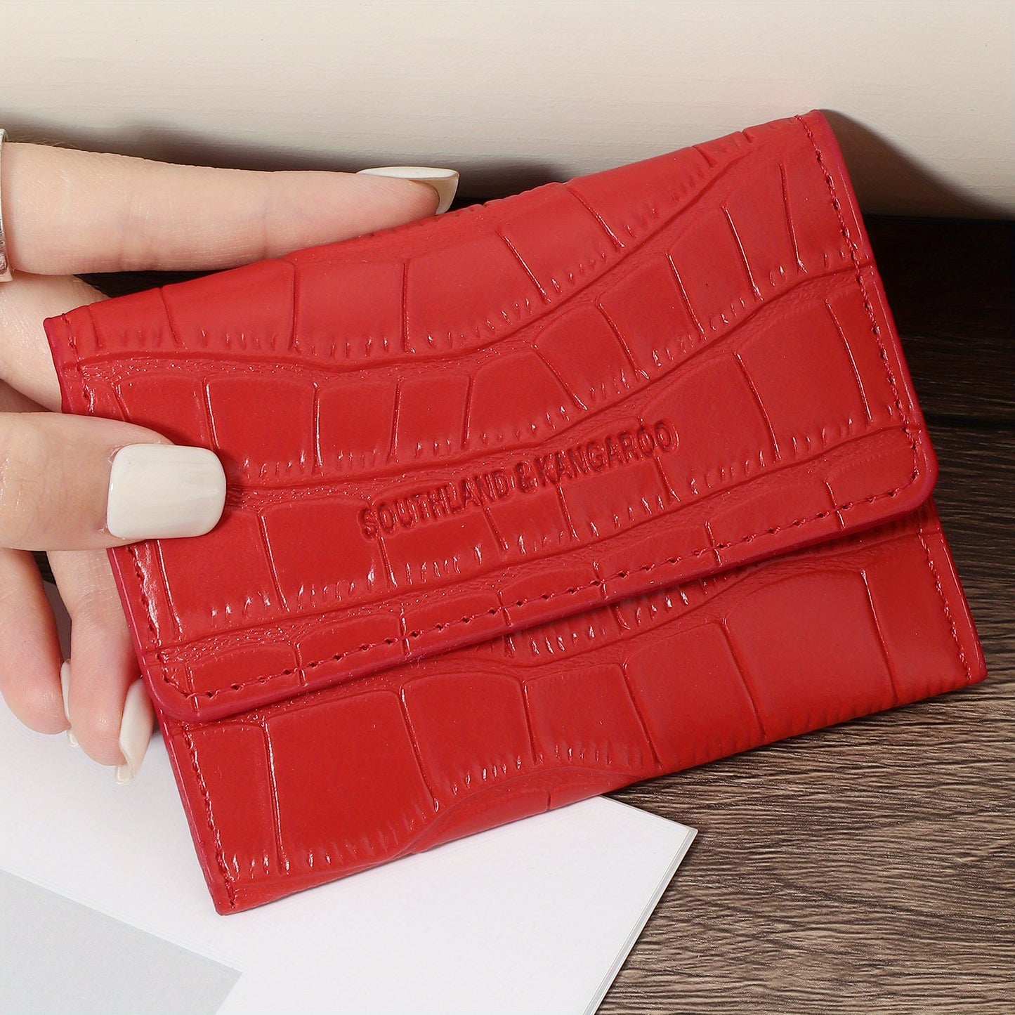 Women'S Small PU Wallet - Solid Color Short Style Featuring Card Slots And a Zippered Coin Pocket