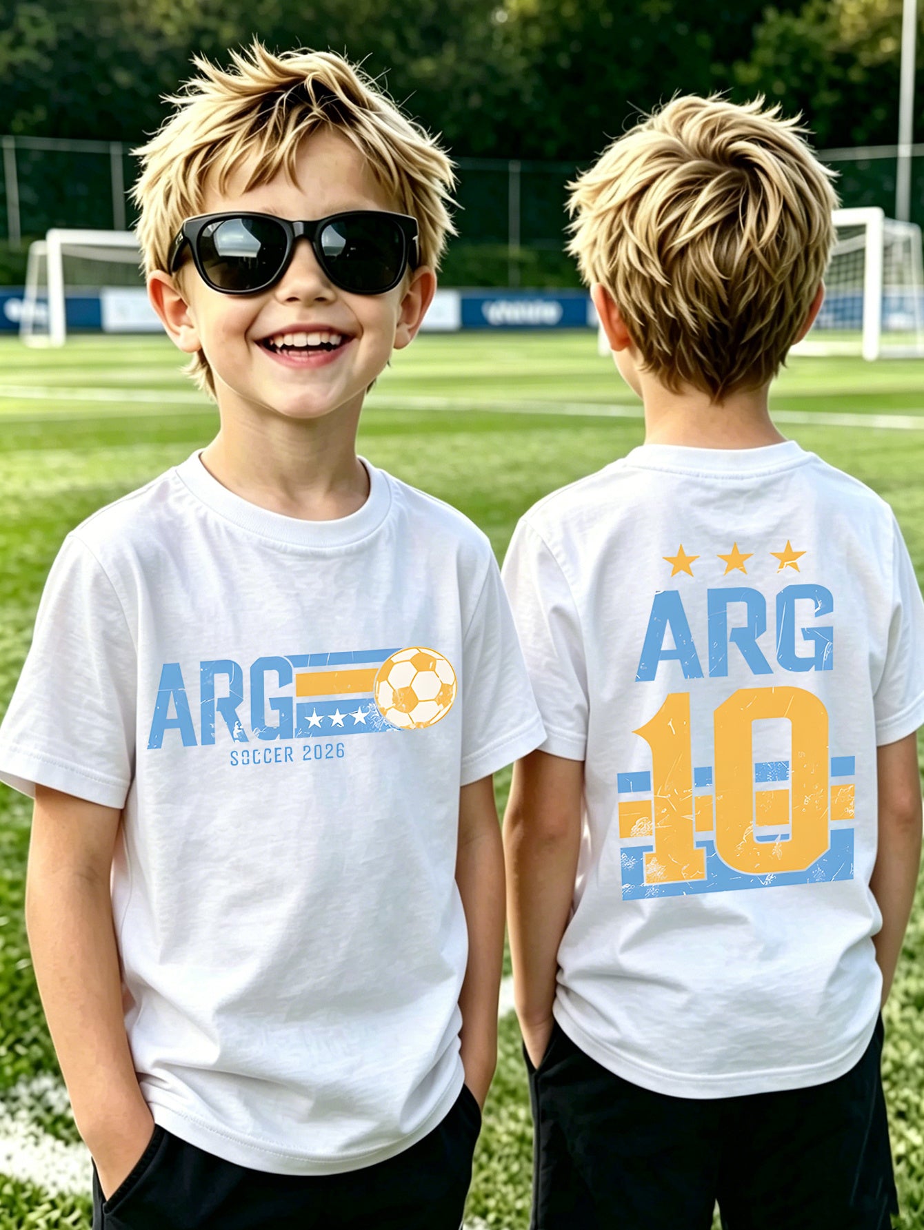 Children's Casual Cotton T-Shirt with Double-Sided Print