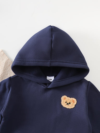 Baby Boys' Velvet Hoodie Set for Fall and Winter Casual Wear