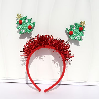 1pc Women's Elegant & Cute Deer Headband with Glittery Antlers, Pink Bow & -like Beads - Pastel Pink Soft Hair Band for Christmas Party, New Year's Eve, Casual Attire - Comfortable Hair Accessory for Women & Teens