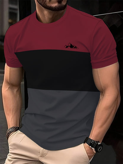 Men'S New Striped Quick-Dry T-Shirt, Featuring 3D Printing, a Round Neck, Mesh Fabric, Short Sleeves, Perfect for Casual Wear And Fitness.