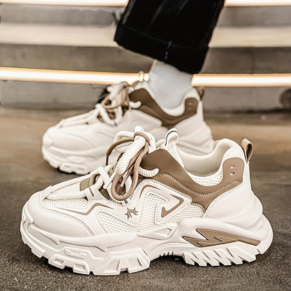 Men'S Athletic Shoes on, Stylish Thick-Soled Sneakers, Casual And Sporty Elevated Breathable Mesh Shoes, Low-Top Lace-Up Active Footwear, Comfortable Men'S Sports Shoes for All Seasons.