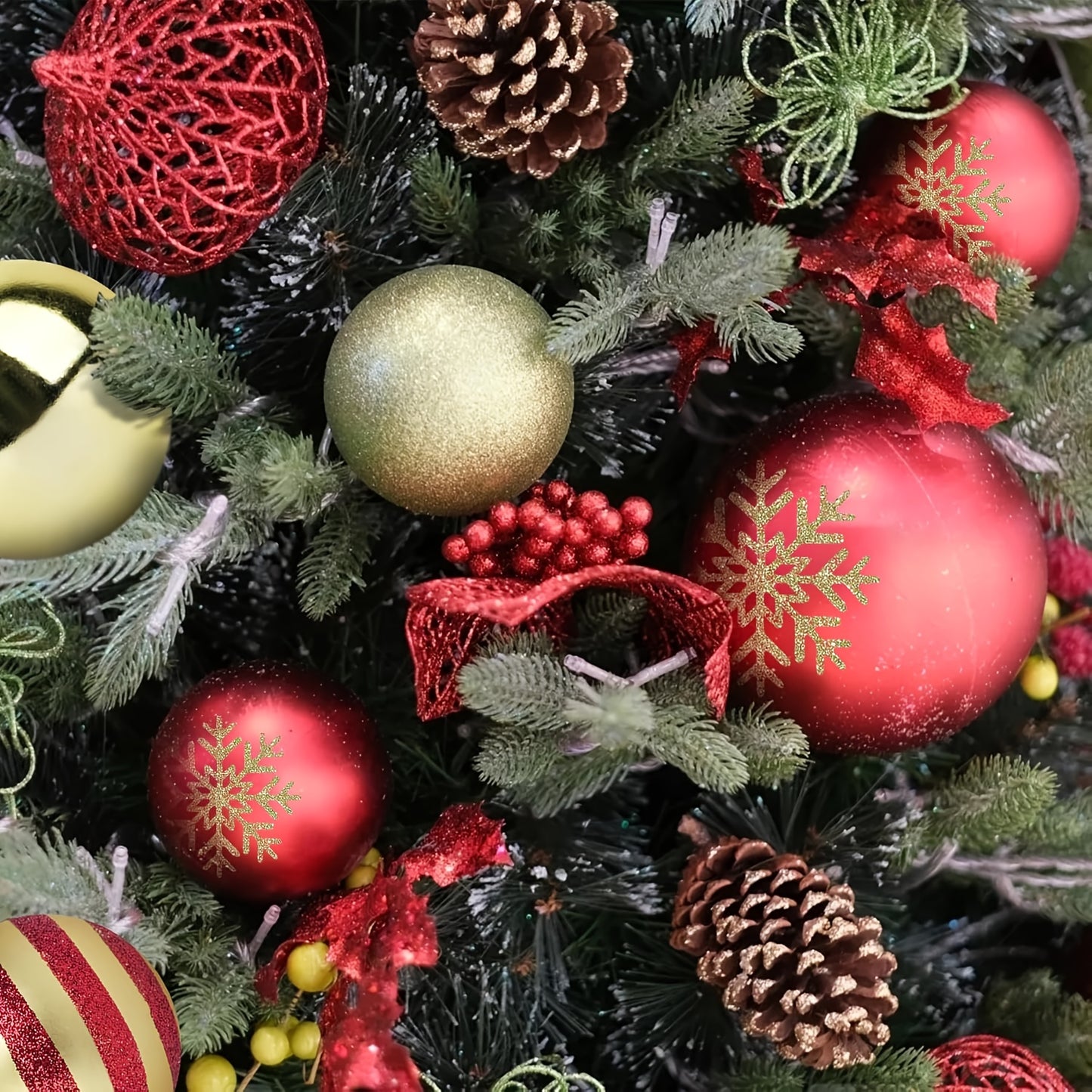 50pcs Christmas Ball Decorations, Christmas Tree Ornaments with Hand-Painted Snowflakes, Circles and Dots, Suitable for Christmas Wreaths, Christmas Trees, Happy Christmas Party Decorations, Christmas, New Year'S Day, Christm