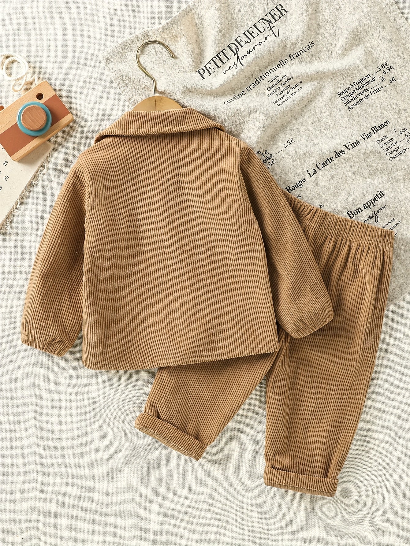 Boys' Fall Winter Corduroy Jacket & Pants Set for 0-3 Years