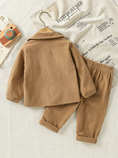 Boys' Fall Winter Corduroy Jacket & Pants Set for 0-3 Years