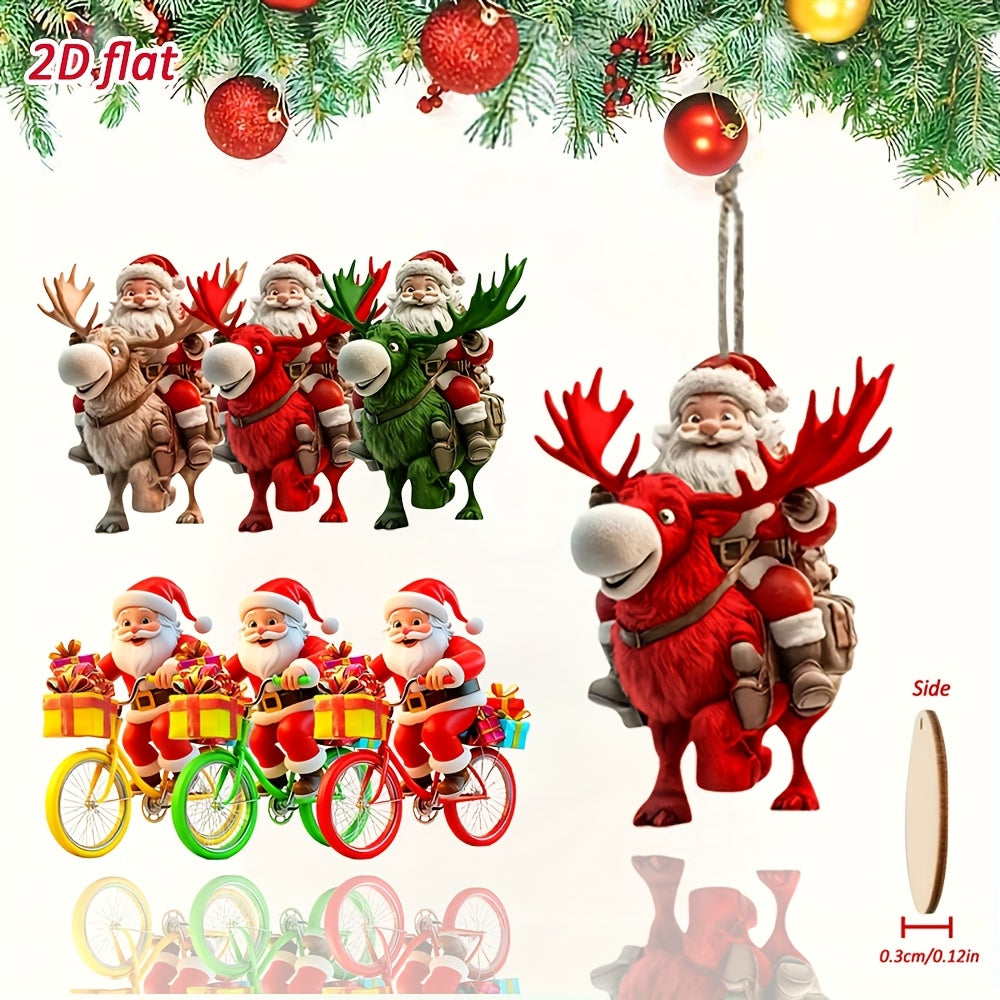 2D Flat, [2D Flat] 6pcs/12pcs Stylish Santa Claus Wooden Hanging Ornaments, Christmas Decoration Set, 2D Wooden Wall Art, New Year Gift Home Décor, Trendy Holiday Party Accessories for Tree, Garden, House & Backpack – Perf