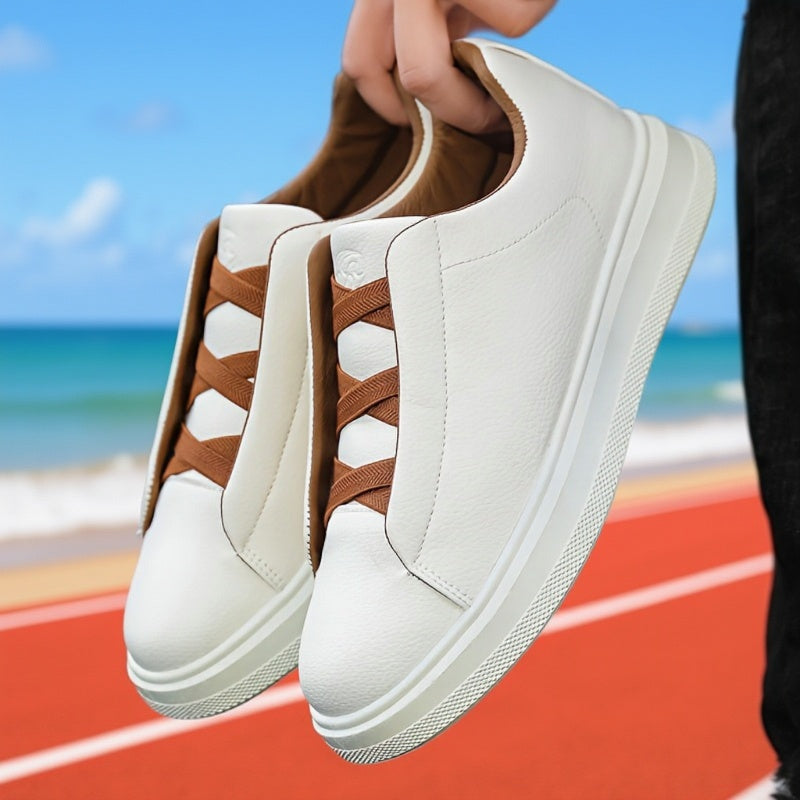 2025 New Men'S Breathable Genuine Sneakers - Summer Versatile Trendy White Shoes / Slip-On Casual Sports Shoes - ayq