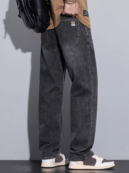 Youth Wide-Leg Loose Stretch Jeans, Vintage Washed, All-Season