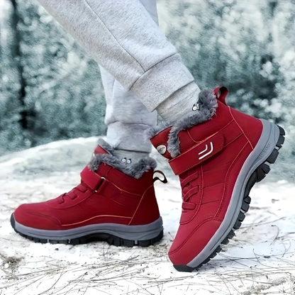 Men's & Women's Heavy-Duty Winter Snow Boots - Thick Short Boots with PU Upper, Rubber Sole & Striped Tread - Hiking, Mountaineering, Ice Climbing Shoes - Warm Cold Weather Footwear (Unisex Sizes Available)