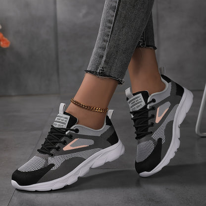 Women's Breathable Flying Woven Sneakers, Casual Lace Up Outdoor Shoes, Comfortable Low Top Sport Shoes
