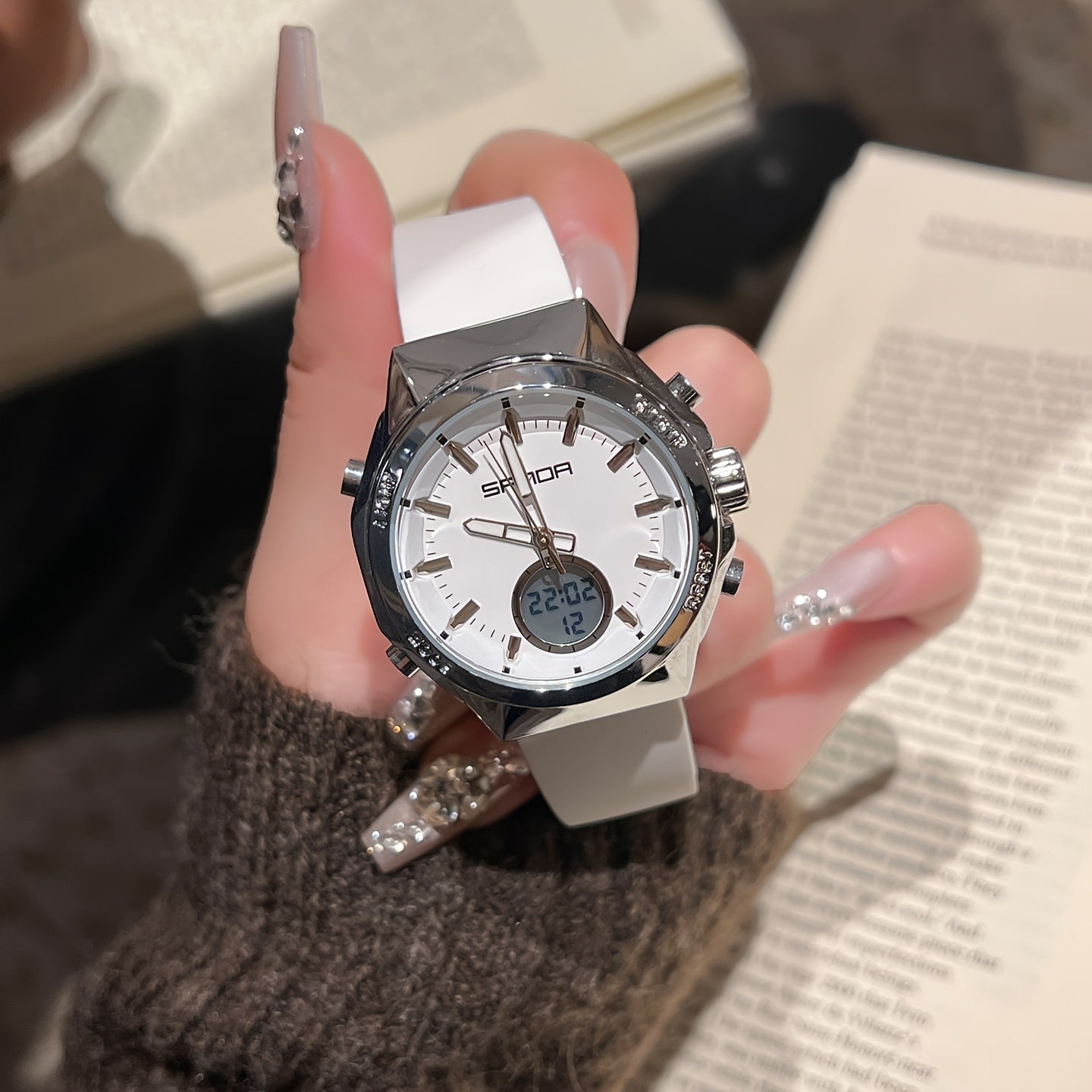 Minimalist Women's Digital Watch with Silicone Band and Alarm