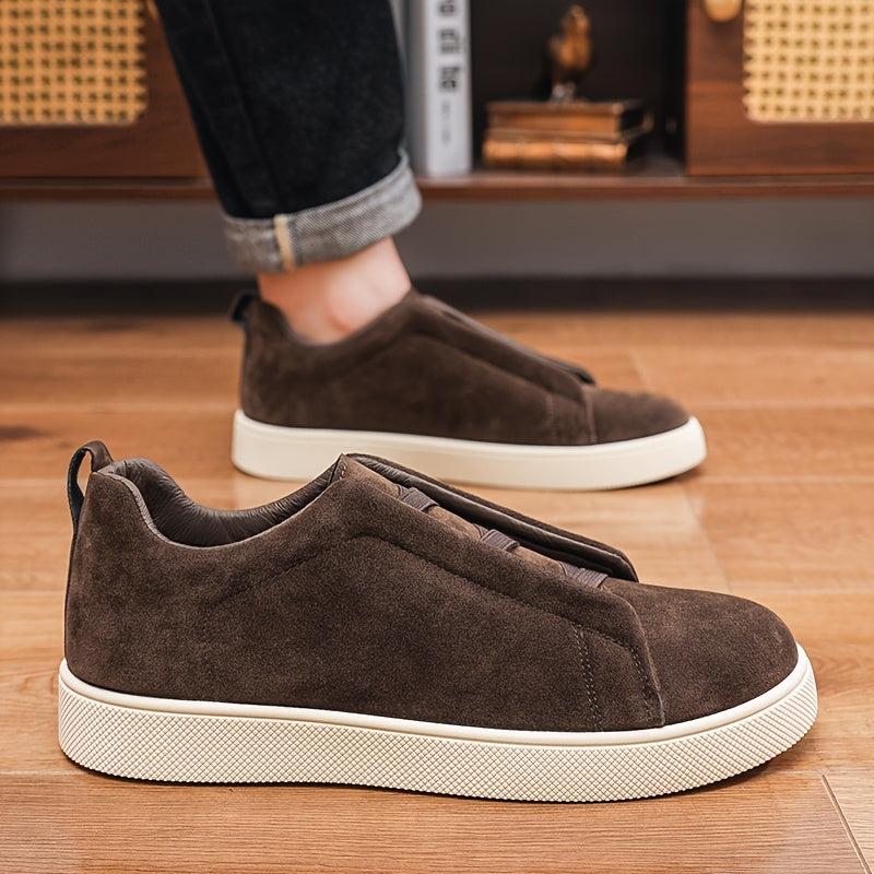 Men's Dark Brown Slip-On Loafers with Thick Soft Sole