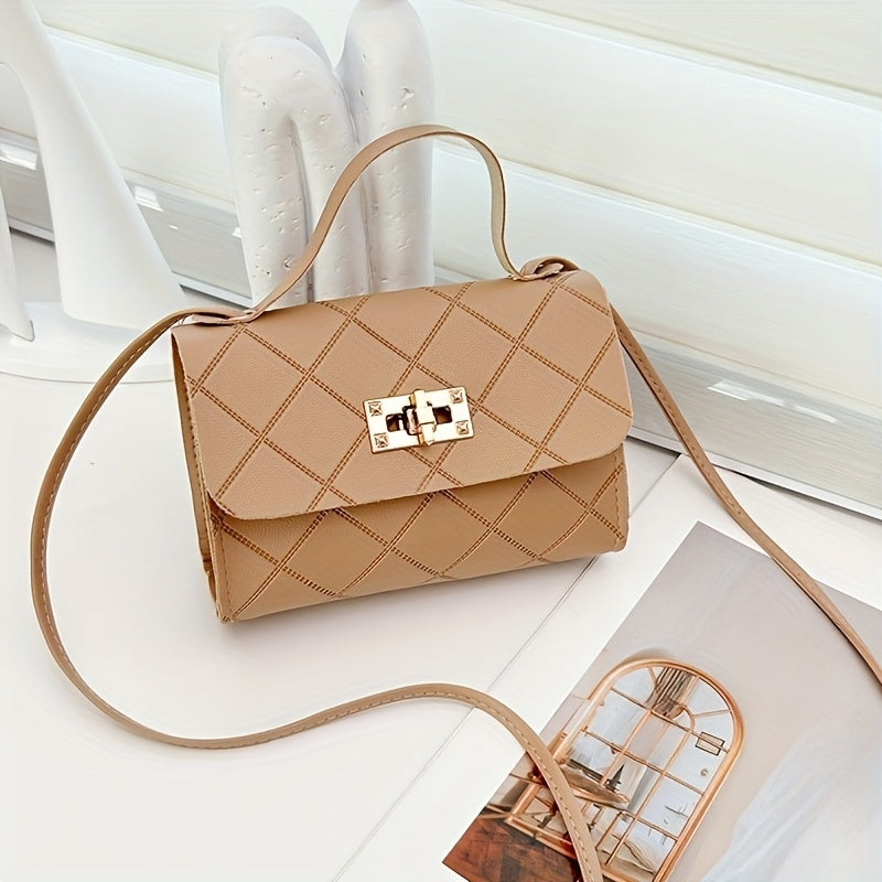 A Minimalist Striped Small Square Bag, Crossbody Style, with a Turn-Lock Closure, Perfect for Commuting, Shopping, And Leisure. an Ideal Gift for During Holidays, Suitable for Couple Trips, Work, Office Use, Balls, Parties, W