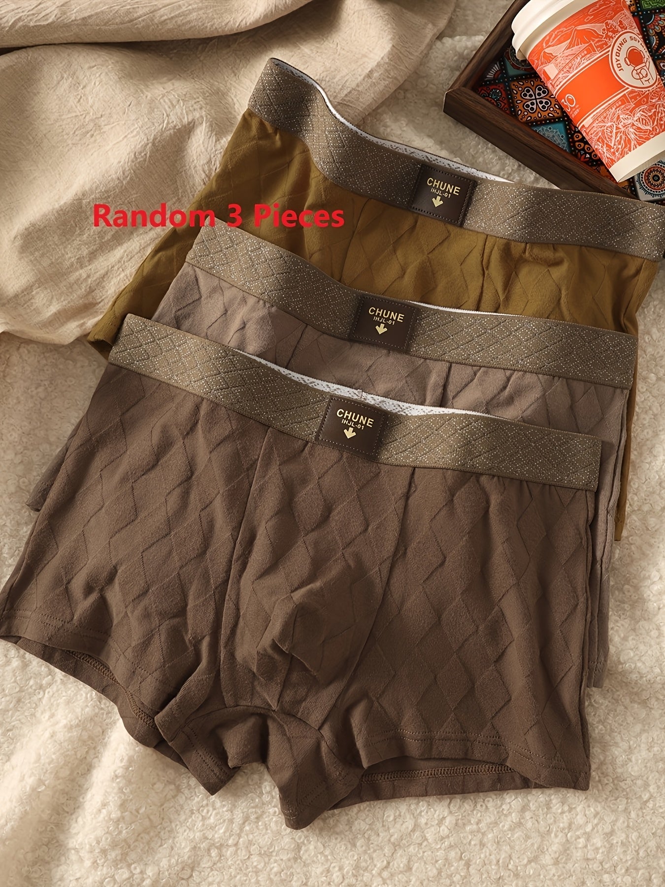 Men's Cotton Stretch Briefs Set with Letter Waistband - Soft & Breatha