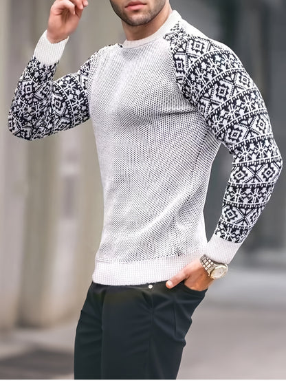 Men'S Long-Sleeve T-Shirt in a Heavy Waffle Knit for Autumn, Perfect for Casual Wear