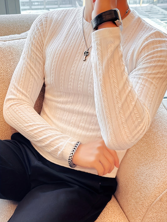 Men's Slim-Fit Long Sleeve T-Shirt - Casual  Stylish, Perfect for Fall/Winter, Machine Washable
