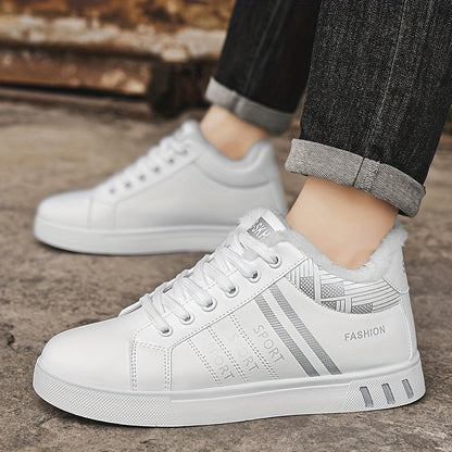 Men'S Fleece-Lined Lace-Up Sneakers with a Striped Design, Offering Excellent Traction And a Soft, Comfortable Fit B701-1.