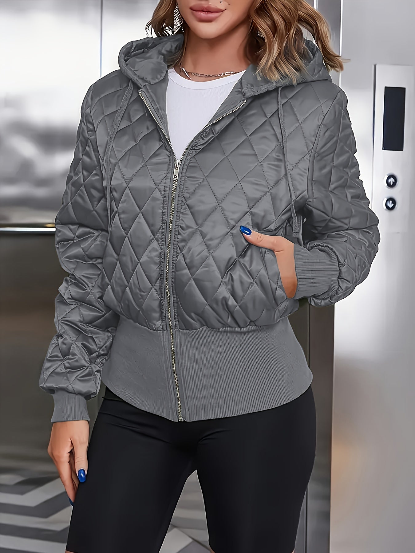 Women's Thick Zip-Up Hooded Jacket - Olive Green Full-Zip Front Closure, Non-Stretchy Structured Fit Coat for Casual, Formal, - Machine Washable Outerwear, Casual Wear, Classic Design, Highquality Material, Office Attire