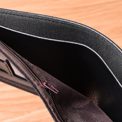 New Safety Button Lock Men's Wallet with Zipper Compartment - with Stone Texture, Multi-Section Cash/Pocket Organizer, Closure for & s, Everyday Carry or Gift for Dad/Husband (Style Suitable for)