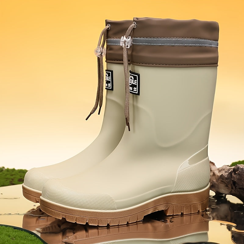 Men's Lightweight Rubber Rain Boots Casual Mid-Calf Style