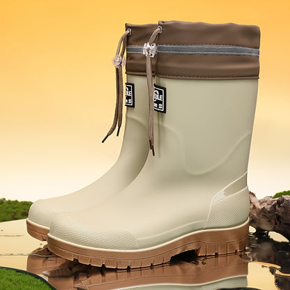 Men's Lightweight Rubber Rain Boots Casual Mid-Calf Style