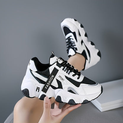 Women's Breathable Mesh Sneakers - Casual Lace-Up, Low Top Sneakers with Faux Cover  PU Sole for Summer
