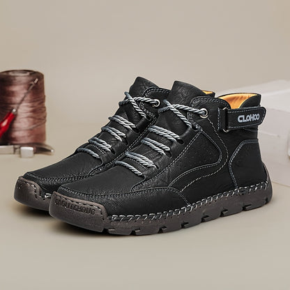Men's Casual Lace-Up Ankle Boots with Rubber Sole