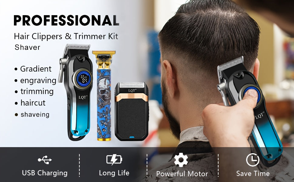 LQT 1pc/2pcs/3Ppcs Electric Hair Clipper Set/Designed for Men/Unique Graffiti Style/Men'S Grooming Kit/Beard Trimmer And Razor/Portable Home Hairdressing Tool/Men'S Gift/Father'S Day/Birthday Gift/Christmas Gift - ayq