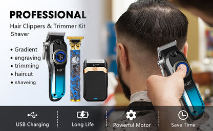 LQT 1pc/2pcs/3Ppcs Electric Hair Clipper Set/Designed for Men/Unique Graffiti Style/Men'S Grooming Kit/Beard Trimmer And Razor/Portable Home Hairdressing Tool/Men'S Gift/Father'S Day/Birthday Gift/Christmas Gift - ayq