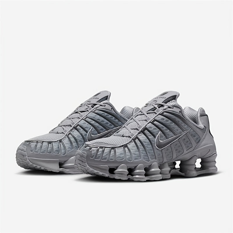Nike Men’s Wolf Grey Shox TL Low-Top Cushioned Sneakers
