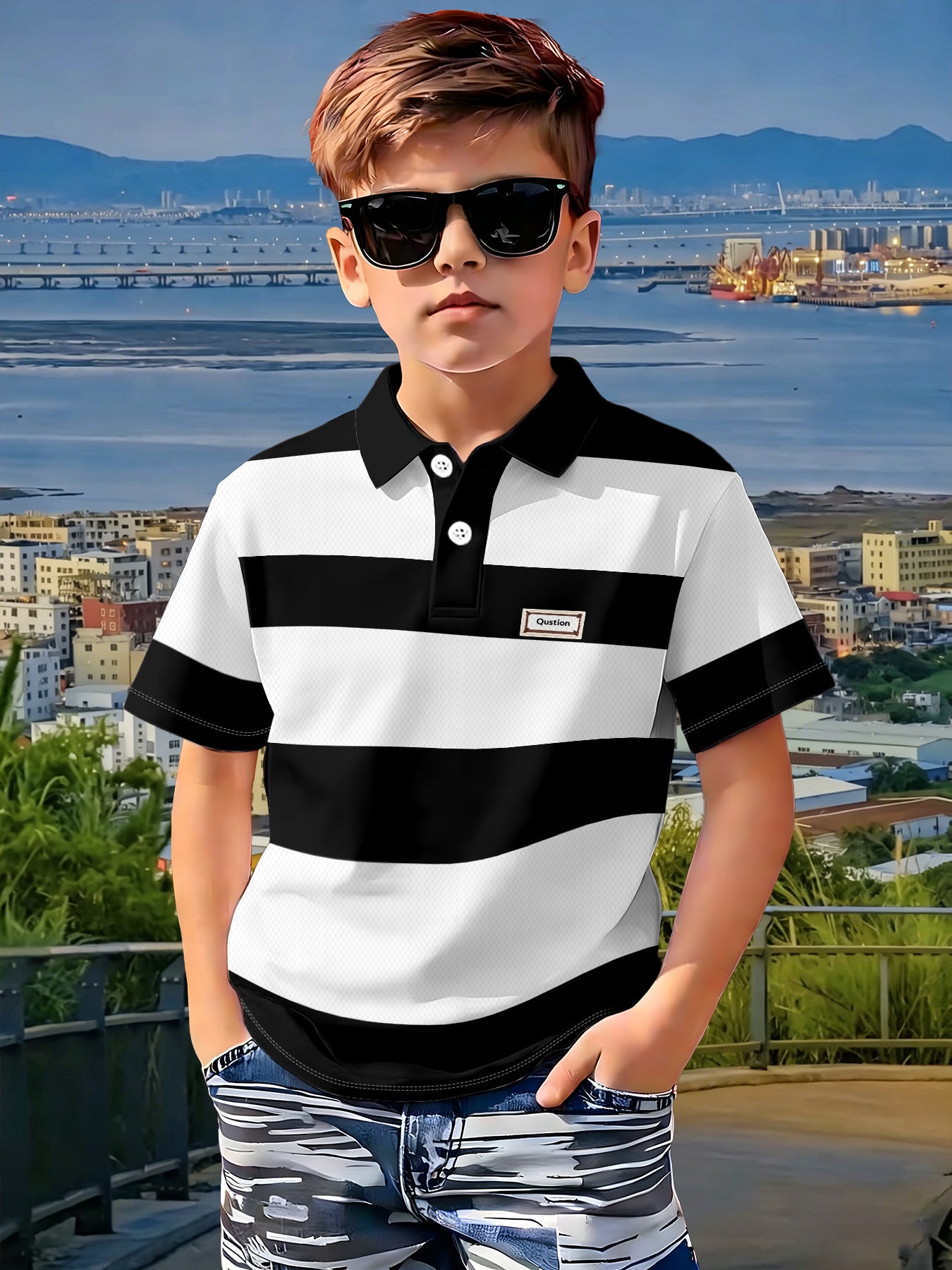Boys' Casual Summer Polo Shirt with Stretch Fabric