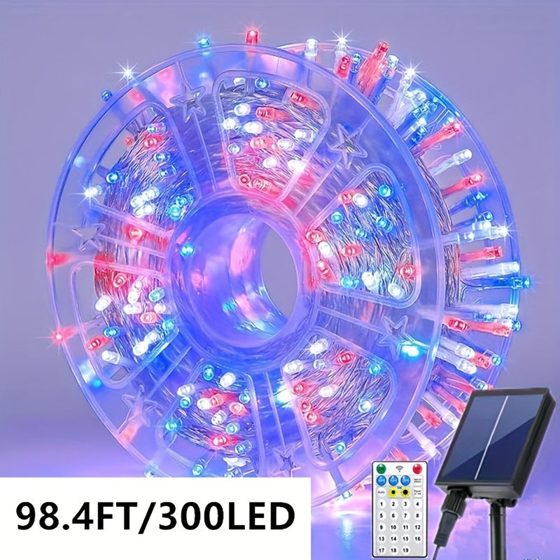 Solar Remote Control 19 Modes Outdoor Festival Party Decorations Garden Corridor Decoration Christmas Halloween Lights Wedding Proposal Scene New Year Decoration