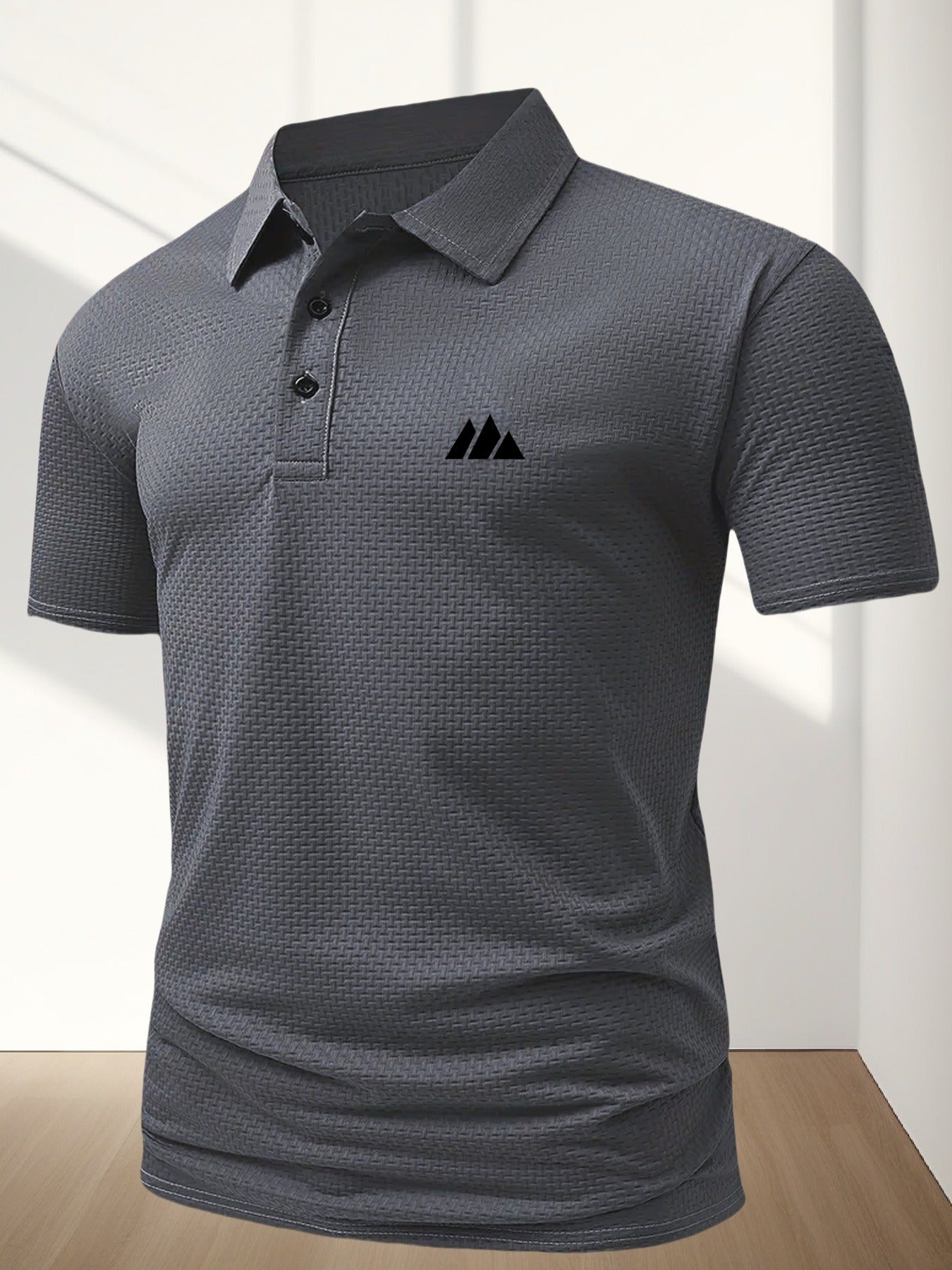 FS1128 Style Men'S Jacquard Polo Shirt with Unique Print Patterns, Casual Short Sleeves, Summer Fashion, Breathable Embossed Top, a Perfect Gift - ayq