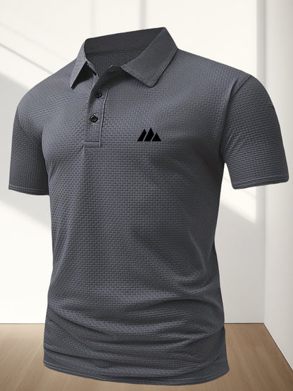 FS1128 Style Men'S Jacquard Polo Shirt with Unique Print Patterns, Casual Short Sleeves, Summer Fashion, Breathable Embossed Top, a Perfect Gift - ayq