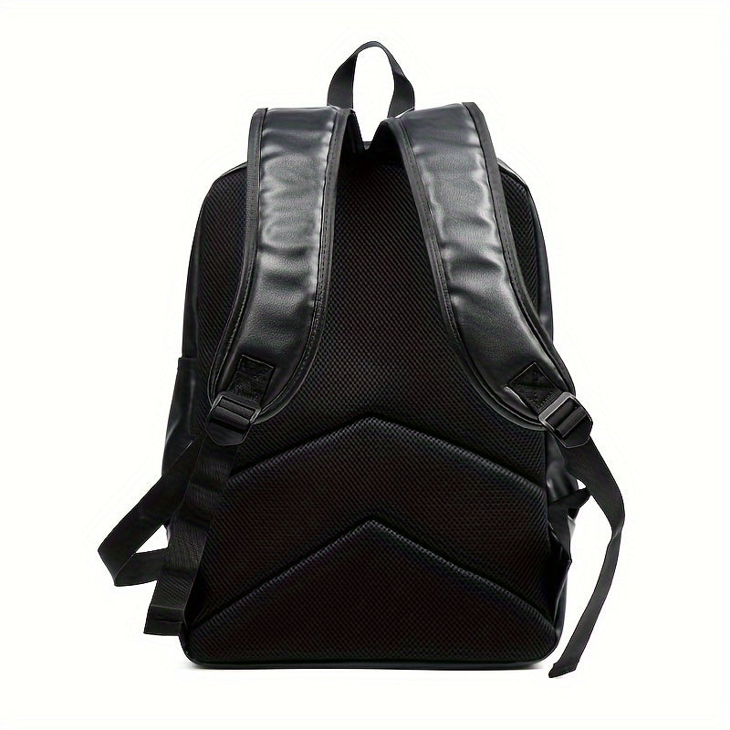 Men's Casual PU Leather Backpack with Laptop Compartment