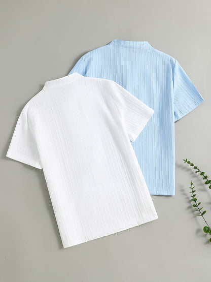 Boys' Half-Zip Polo Shirts Casual Tops for Spring to Fall