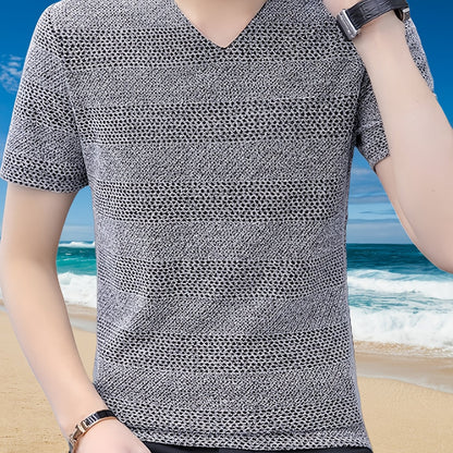 Men's Short-Sleeve T-Shirt Summer Hollow-Out Cool High-End Half Sleeve Breathable Non-See-Through