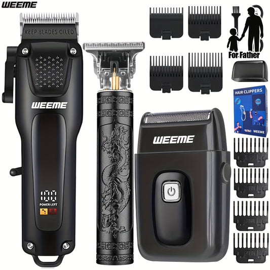 WEEME 2pcs/3pcs Premium Men's Grooming Set Professional Hair Clipper Kit with Cordless Shaver  Beard Trimmer  LCD Display & USB Fast Charge Ideal Gift for Father's Day/Birthday/Anniversary (For Dad/Husband/Groom) - ayq