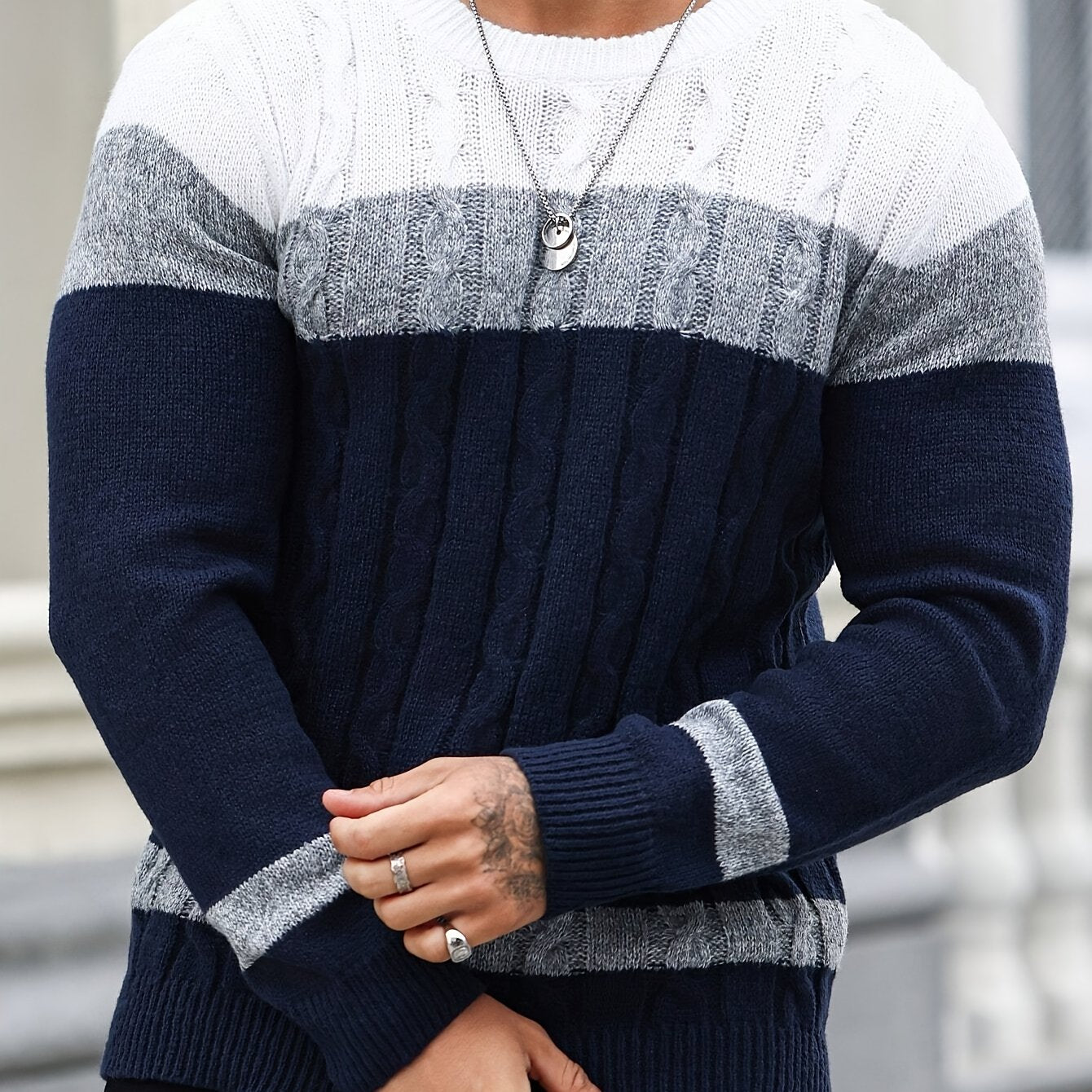 New Fashion Versatile Casual Men's Knit Pullover