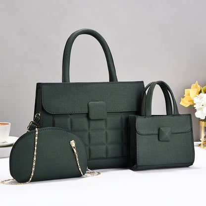 Set of 3 Stylish Large-Capacity PU Tote Bags with Adjustable Strap