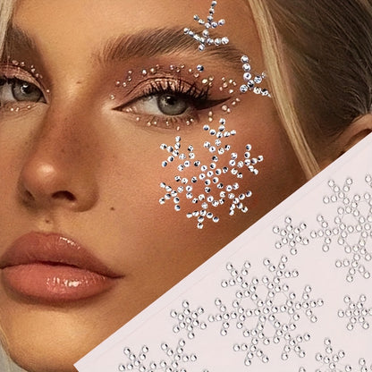 1pc White 3D Snowflake Rhinestone Eye Sticker - Sparkling Face & Eyelid Decoration, Gemstone Patch for Y2K, Music Festival, Party Makeup, Winter Costume - Easy Apply Glam Accessory