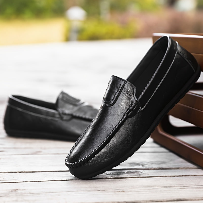 Unisex Solid Color Slip-On Business Casual Shoes for All Seasons