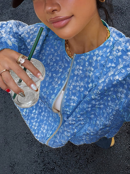 Solid Color Zip-Up Casual Jacket