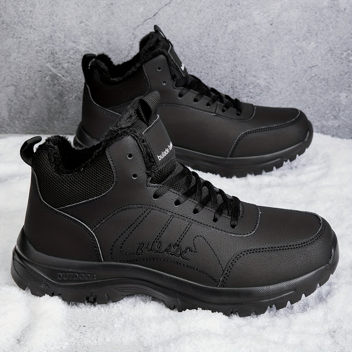 Men's Winter High-Top Ankle-High Outdoor Boots - Upper, Plush Lining & Cushioned Insole, Slip-Resistant MD Sole, Brown/Black Trekking Shoes for Snow, Ice, and Cold Weather - Lightweight & Durable Casual Winter Boots for Hikin