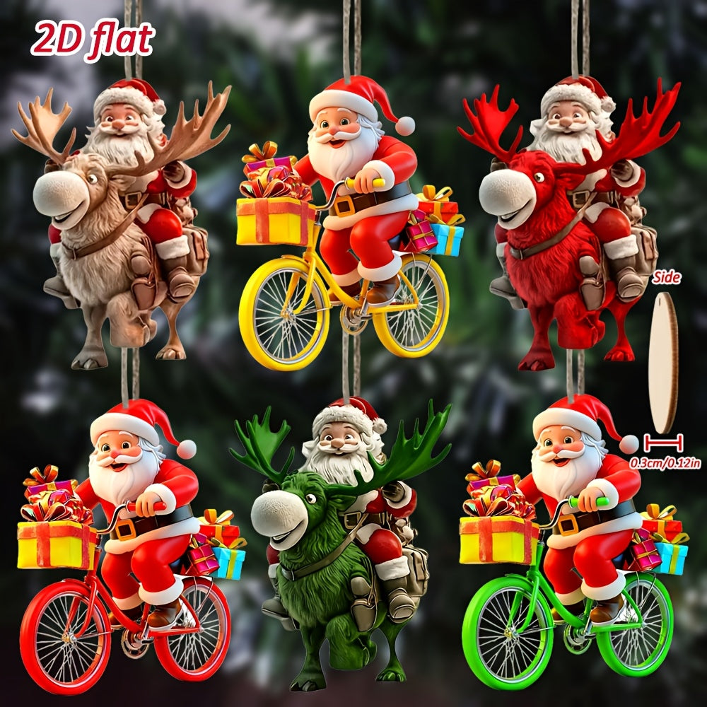 2D Flat, [2D Flat] 6pcs/12pcs Stylish Santa Claus Wooden Hanging Ornaments, Christmas Decoration Set, 2D Wooden Wall Art, New Year Gift Home Décor, Trendy Holiday Party Accessories for Tree, Garden, House & Backpack – Perf