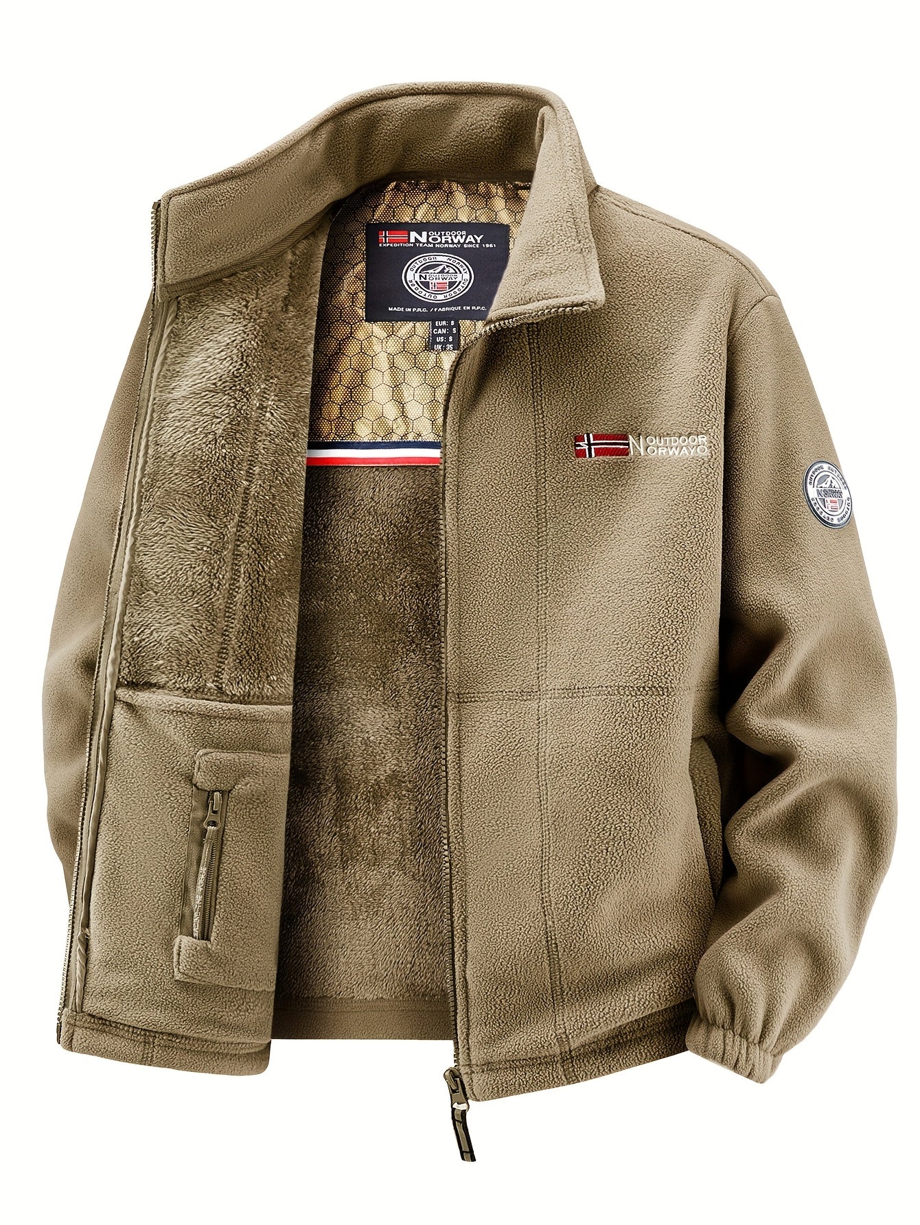 Men's Warm Stand Collar Cardigan Jacket, Honeycomb Heat-Retaining Graphite Lining, Thermal Insulation, Warmer Upper Body, Quality Men's Wear, Warm Lining, Carbon Fiber Technology - Full-Zip Winter Coat, Full-Length Zipper, Ma