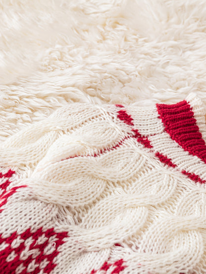 Women's Knit Sweater, Casual Round Neck, Polyester, Floral Cable Pattern, Autumn/Winter Fashion, Pullover Style, No Detail, Knitted Fabric