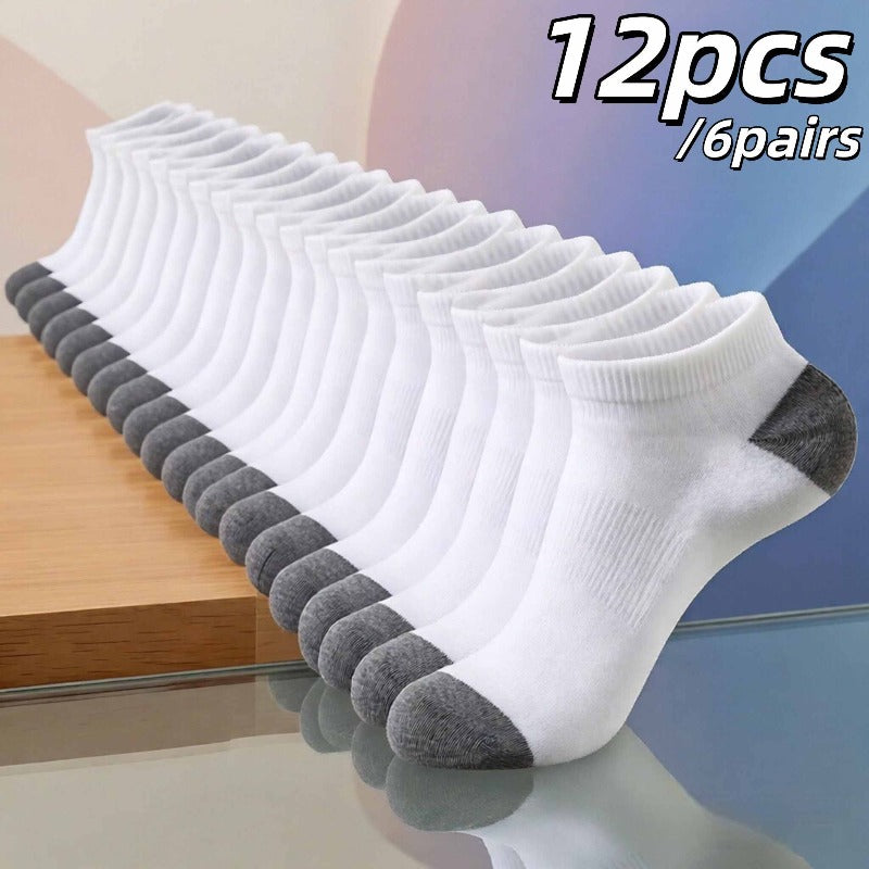 Men's Thickened Moisture-Wicking Sports Socks, Mid-Calf, 12-Pack