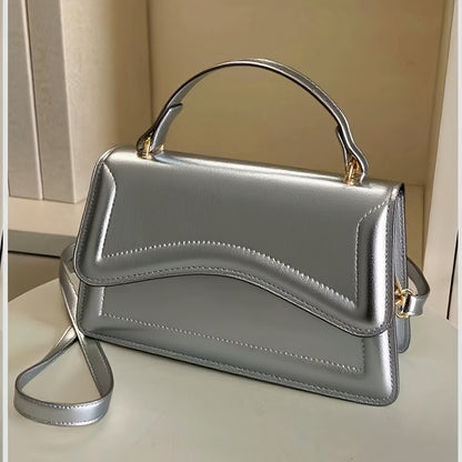 Fresh and trendy small square bag, one shoulder crossbody bag, youthful and sweet style, magnetic buckle closure bag, solid color, internet famous and popular bag