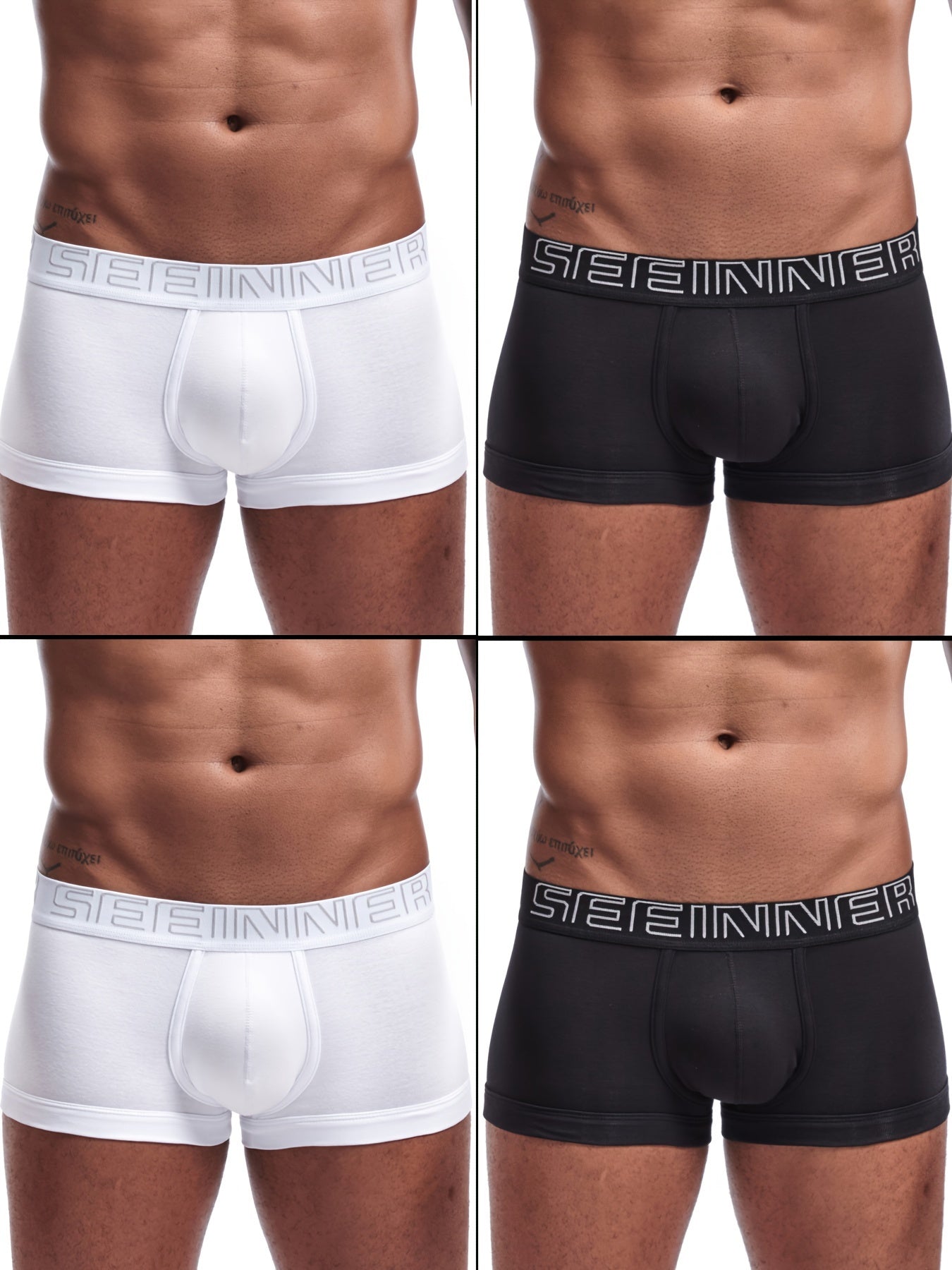 Men's Cotton Boxer Briefs 4-Pack - Breathable, Moisture-Wicking Fit
